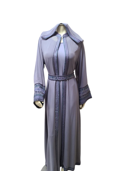 2 Layer Set Abaya- Gray