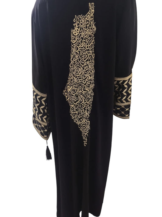 Palestine Map Black Abaya